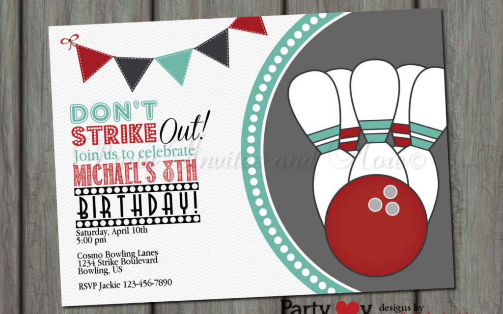 Ideas: Outstanding Bowling Invitations For Your Charming Party | Bowling Birthday Cards Printable