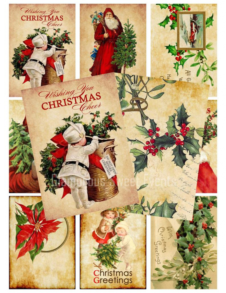 Instant Download 3.5 X 2.5 Vintage Christmas Cards | Etsy | Printable Vintage Christmas Cards