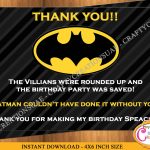 Instant Download  Batman Thank You Card   Superheros Thank You Card | Batman Thank You Cards Printable