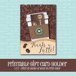 Instant Download Starbucks Gift Card Holder Thanks A Latte | Etsy | Printable Starbucks Gift Card