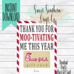 Instant Download*thank You For Moo Tivating Me This Year!chick Fil A | Chick Fil A Printable Gift Card