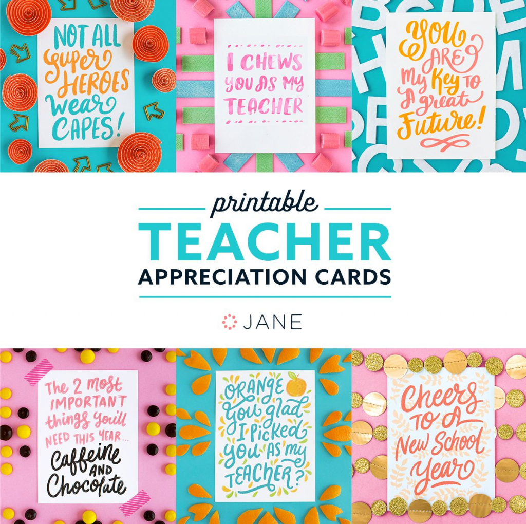 Jane Free Teacher Appreciation Printable Cards | Teacher - Free | Free Printable Teacher Appreciation Cards