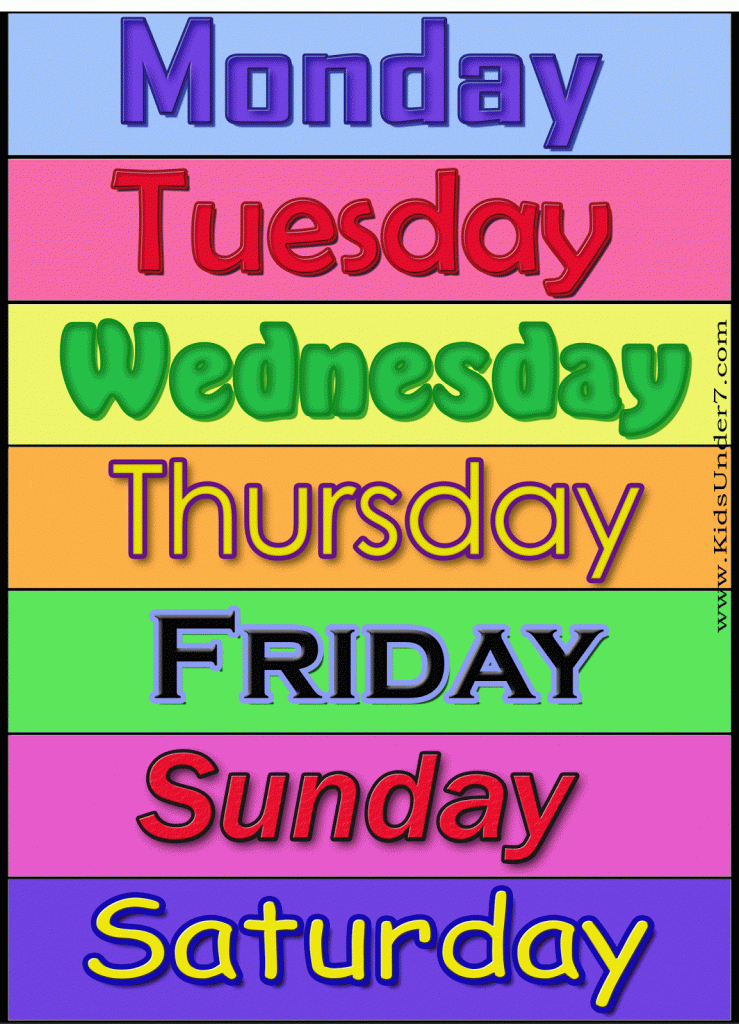 Free Days Of The Week Printable