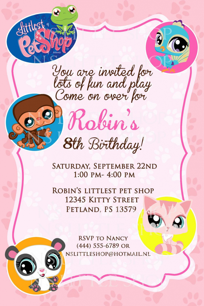 Littlest Pet Shop Inspired Birthday Invitation Card / Customize | 9Th Birthday Cards Printable