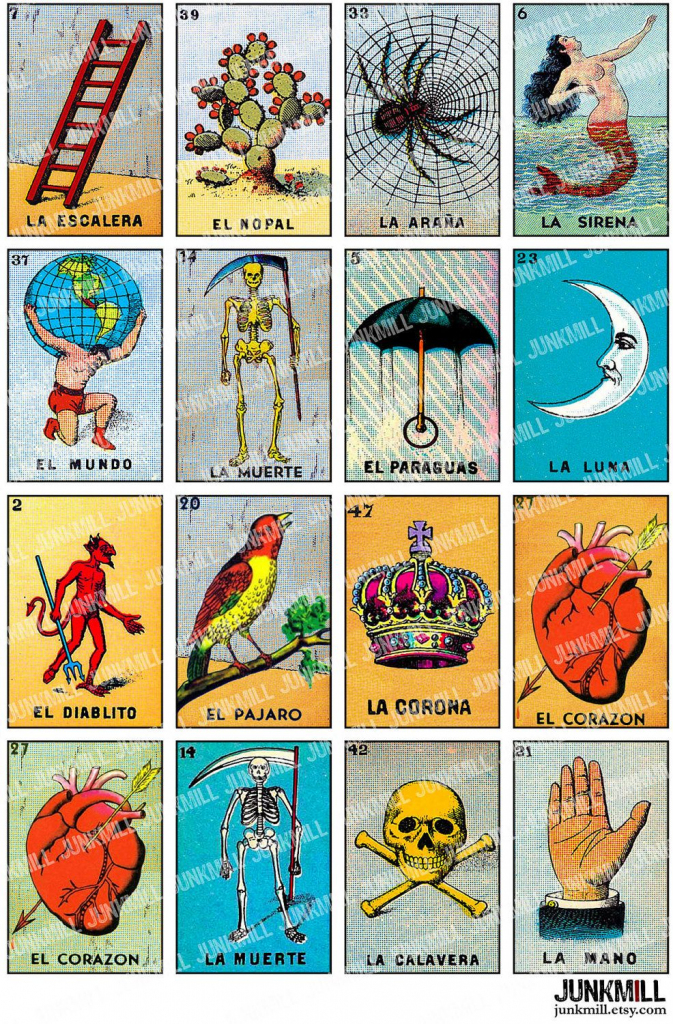 Loteria - Collage Sheet - Vintage Loteria Cards, Mexican Bingo | Mexican Loteria Cards Printable