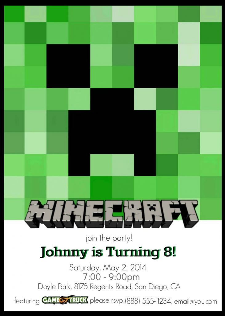 Make Your Own Custom Printable Minecraft Party Invitations | Minecraft Birthday Card Printable