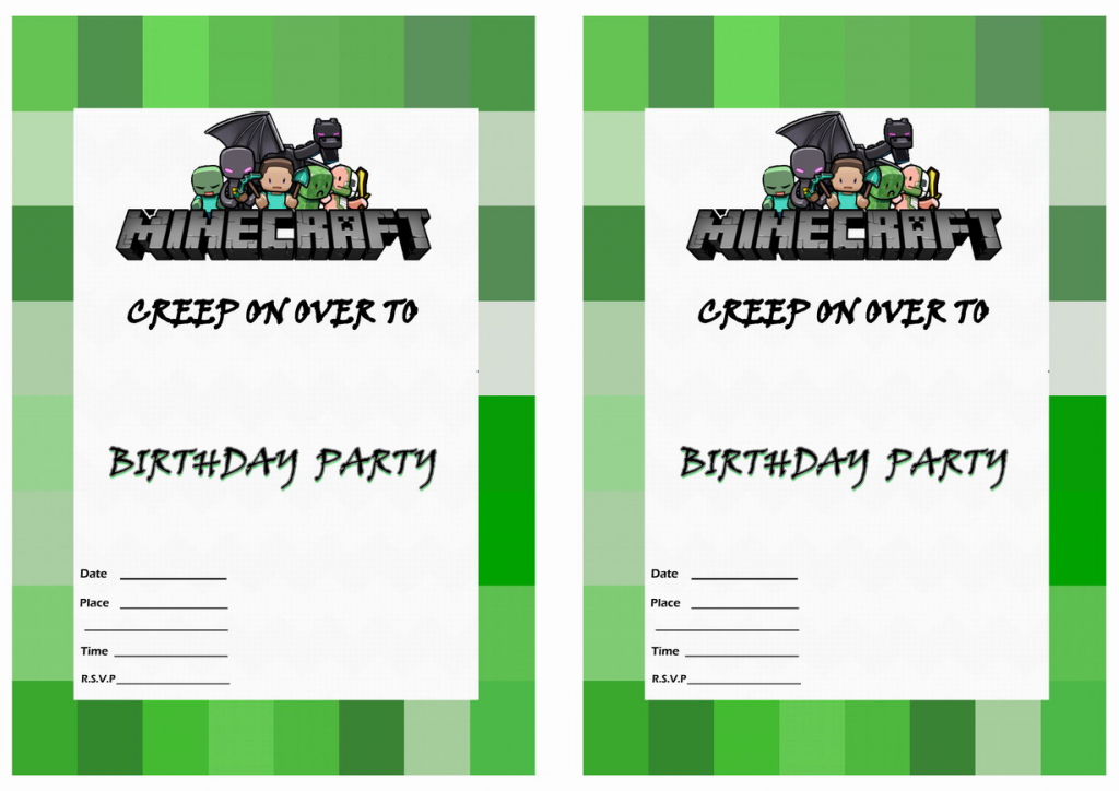 Minecraft Birthday Invitations | Birthday Printable | Minecraft Birthday Card Printable