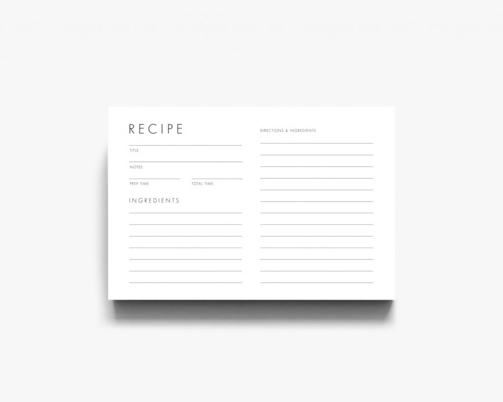 Modern Recipe Card Downloadable Recipe Card Printable Recipe | Etsy | Printable Recipe Card Template