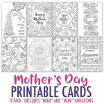 Mother's Day Coloring Cards | 8 Pack   Sarah Renae Clark   Coloring | Free Printable Mothers Day Cards