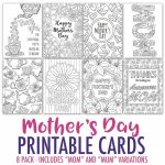 Mother's Day Coloring Cards | 8 Printable Mother's Day Card Templates,  Coloring Cards, Mom Printable Card, Mothers Day Gift, Coloring Page | Printable Mothers Day Cards To Color