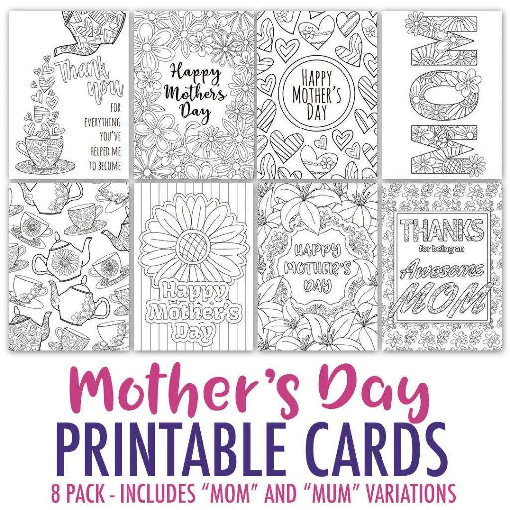 Mother&amp;#039;s Day Coloring Cards | 8 Printable Mother&amp;#039;s Day Card Templates,  Coloring Cards, Mom Printable Card, Mothers Day Gift, Coloring Page | Printable Mothers Day Cards To Color