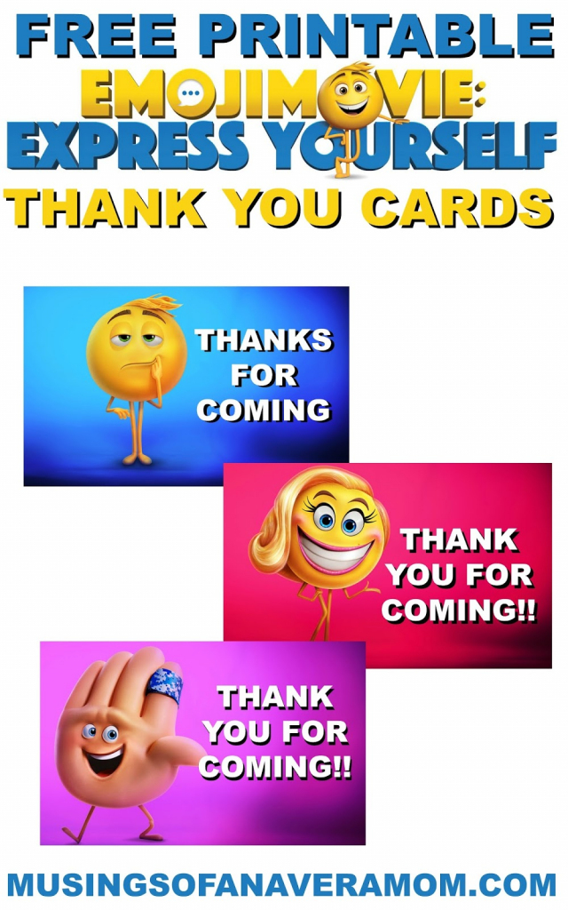 Musings Of An Average Mom: Free Printable Emoji Move Thank You Cards | Printable Emoji Thank You Cards