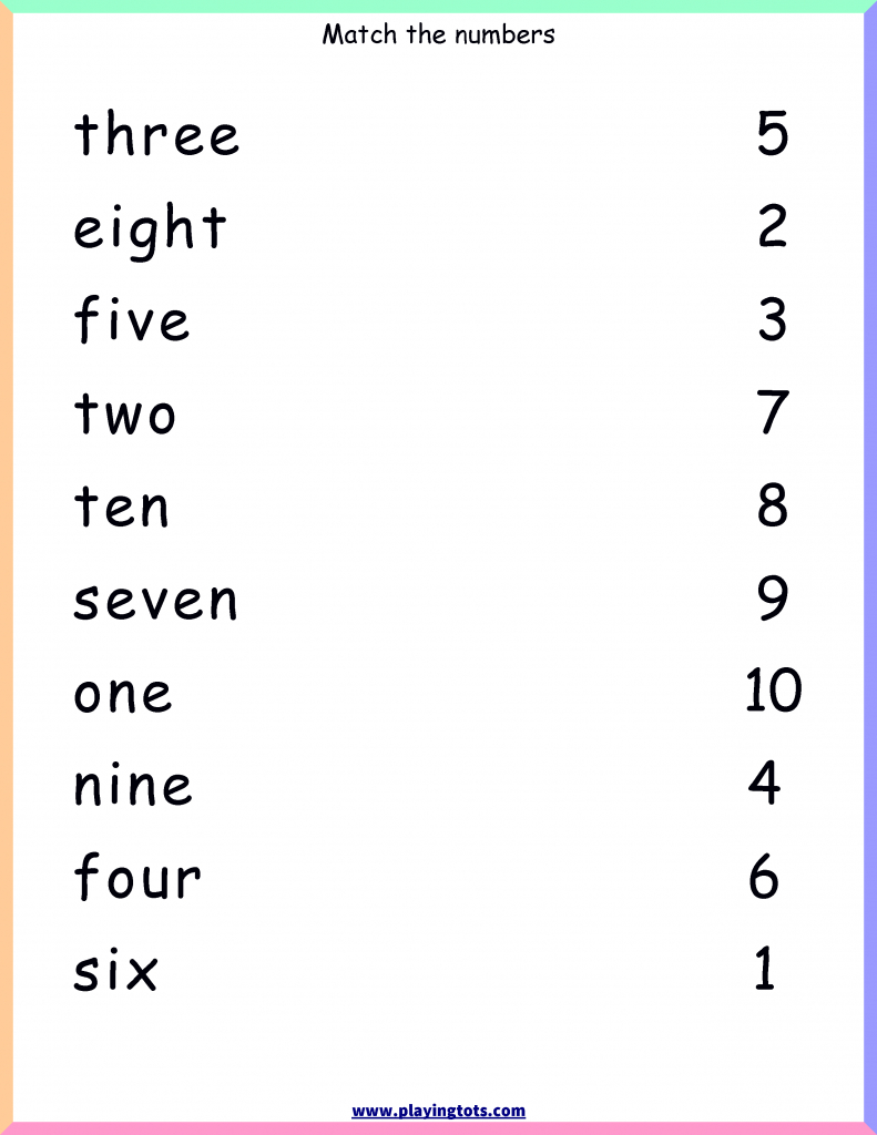 Free Printable Number Word Matching