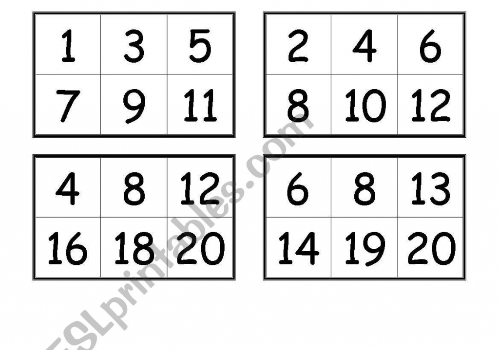 Numbers Bingo Cards (From 1 To 20) - Esl Worksheetcreguen | Free Printable Number Bingo Cards 1 20