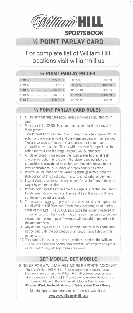 Parlay Bets In The Nfl | Free Printable Football Parlay Cards