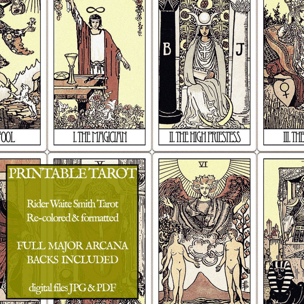 Pdf - Printable Tarot Cards - Rider Waite Major Arcana - Vintage | Printable Tarot Cards Pdf Free