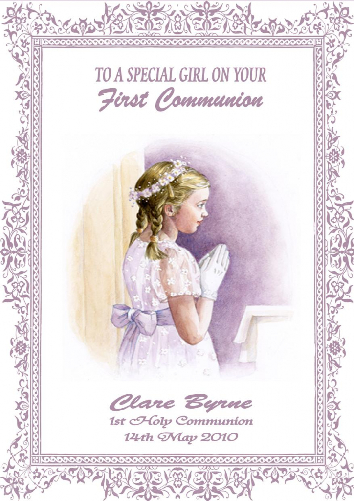 Personalised Girl Communion Card Design 2 | First Holy Communion Cards Printable Free
