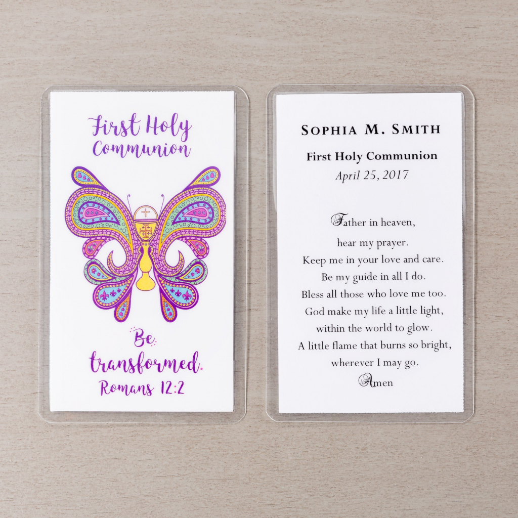 Personalized First Communion Prayer Cards | The Catholic Company | First Holy Communion Cards Printable Free