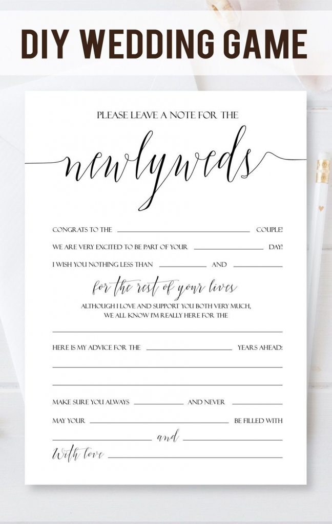 Personalized Newlyweds Advice Cards, Script Wedding Advice Card For | Printable Newlywed Game Cards