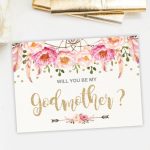 Pinb 🐝 On Godparents | Printable Cards, Christening, Pink, Gold | Will You Be My Godmother Printable Card