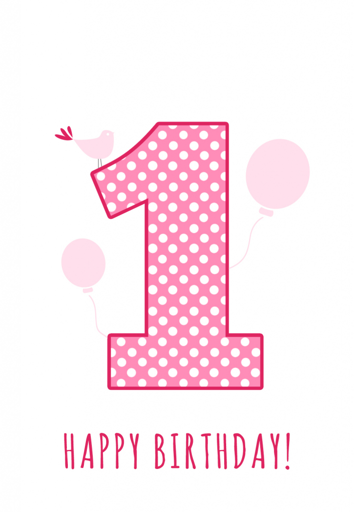 Pink Balloons And A Bird Birthday Card | Greetings Island | Baby Girl Card Printable