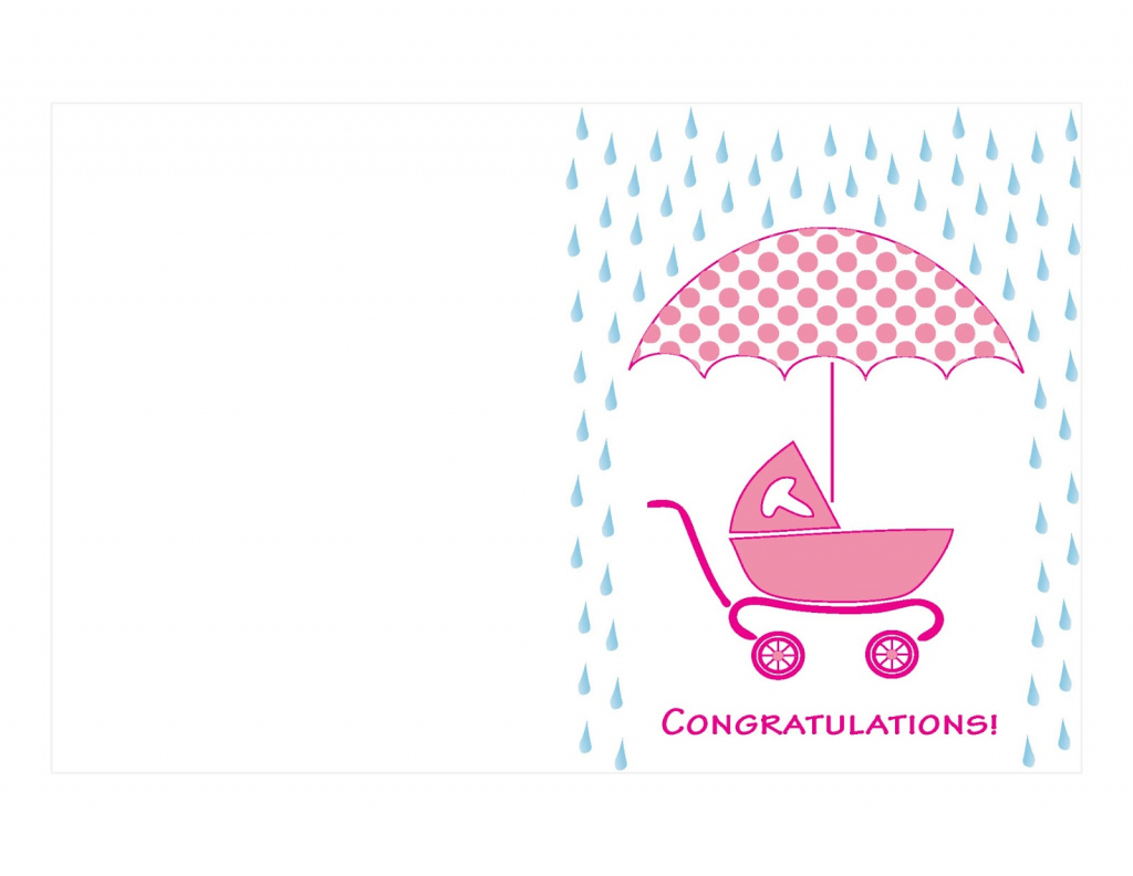 Pink Colored Printable Baby Shower Card Umbrella And Cart Grohe | Free Printable Baby Shower Card