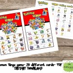 Pokemon Bingo Game (Include 20 Different Cards)  Pokemon Printable | Pokemon Bingo Cards Printable