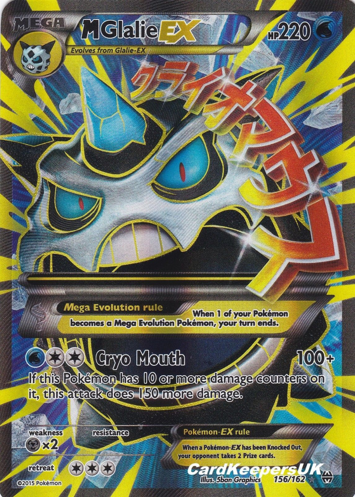 Pokemon Card Mega Glalie Ex 156 162 Full Art - Xy Breakthrough Mint | Printable Pokemon Cards Mega Ex