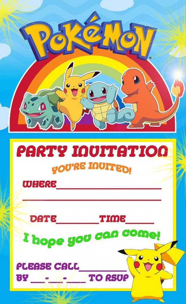 Pokemon Theme For A Kid&amp;#039;s Birthday Party | William&amp;#039;s Pokeman B-Party | Pokemon Birthday Card Printable