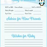 Prediction & Advice Cards   Printable Download   Blue Penguin Winter | Baby Prediction And Advice Cards Free Printable