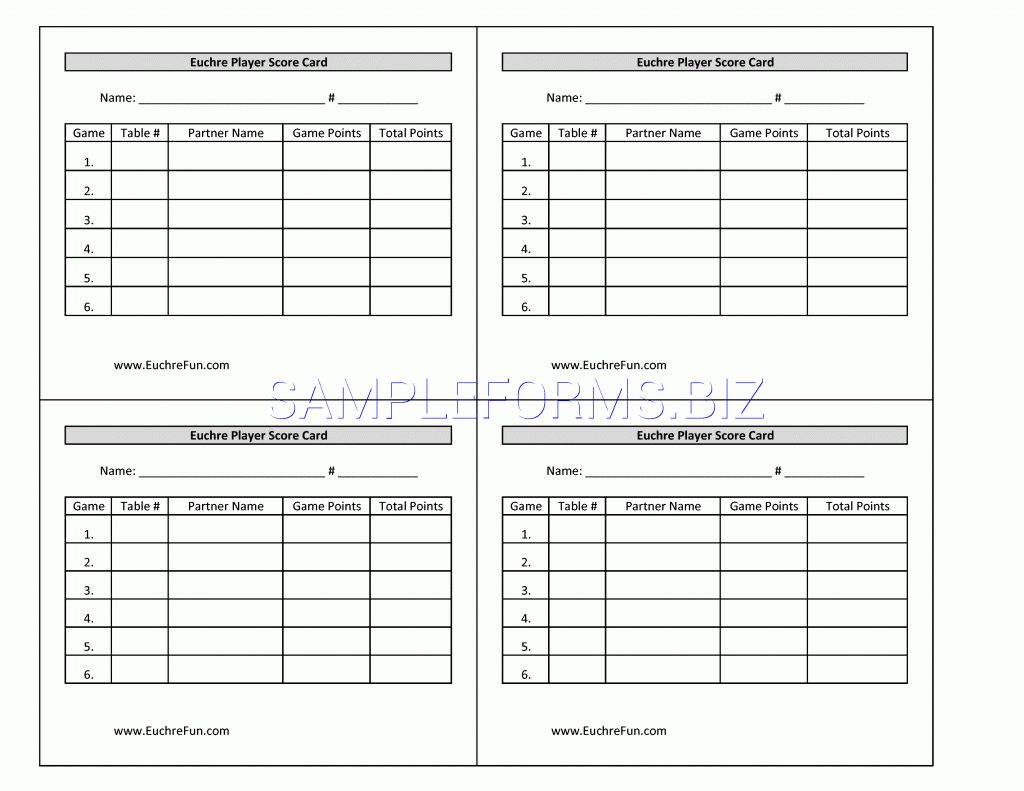 Preview Pdf Euchre Player Score Card 1 Printable Euchre Score Cards 