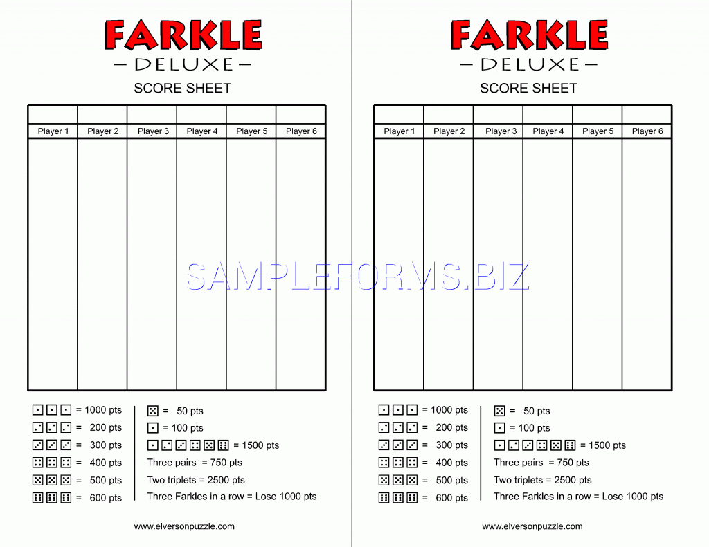 Farkle Score Card Printable Best FREE Printable