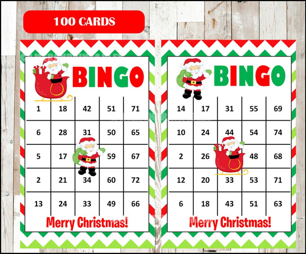 Printable 100 Santa Bingo Cards Printable Christmas Bingo | Etsy | Santa Bingo Cards Printable
