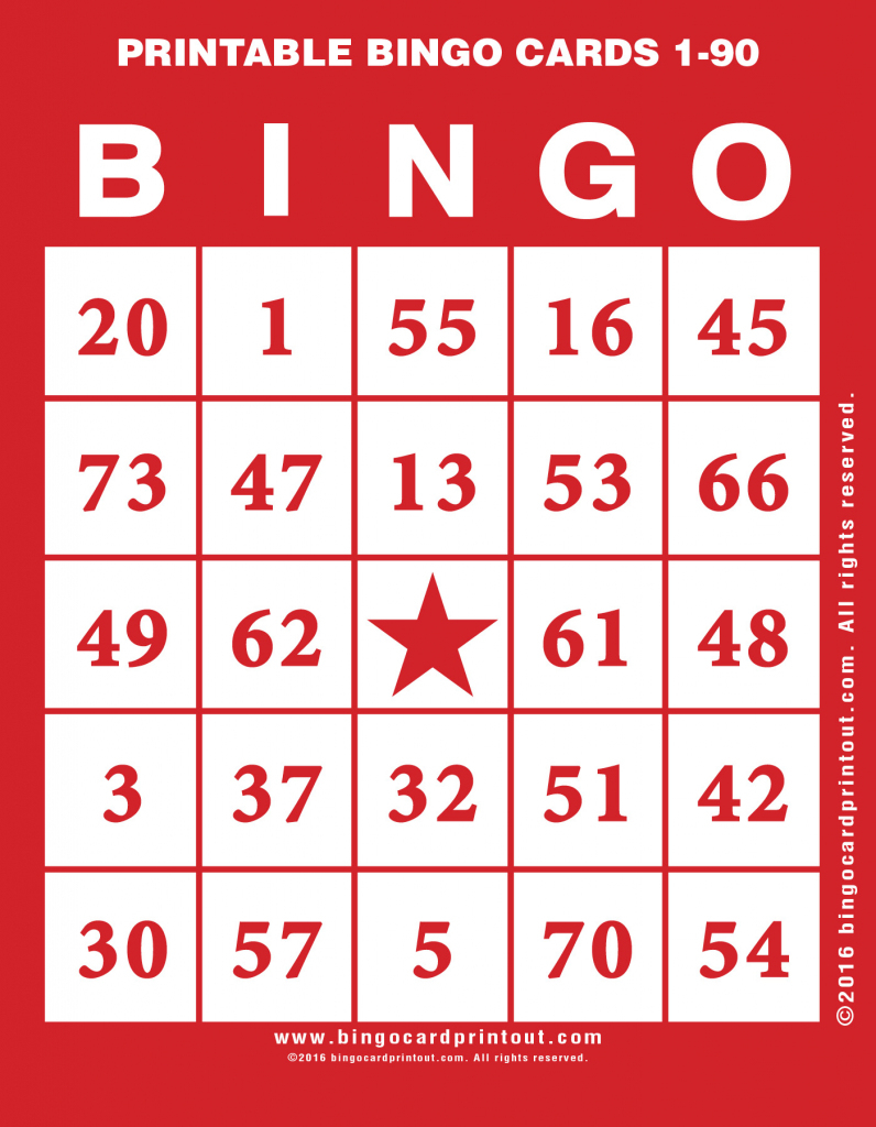 Printable Bingo Cards 1-90 - Bingocardprintout | Free Printable Number Bingo Cards 1 20