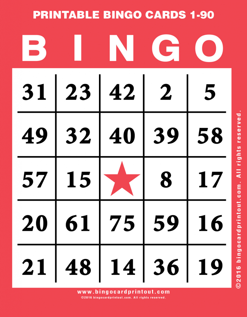 Printable Bingo Cards 1-90 - Bingocardprintout | Printable Number Bingo Cards 1 75