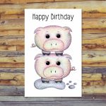Printable Birthday Card Pig Card Blank Greeting Cards | Etsy | Pig Birthday Cards Printable