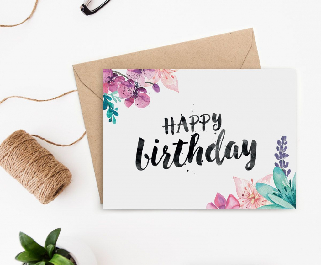 Printable Birthday Card - Secret Garden | Handletteren - Watercolor | Printable Birthday Cards For Girls