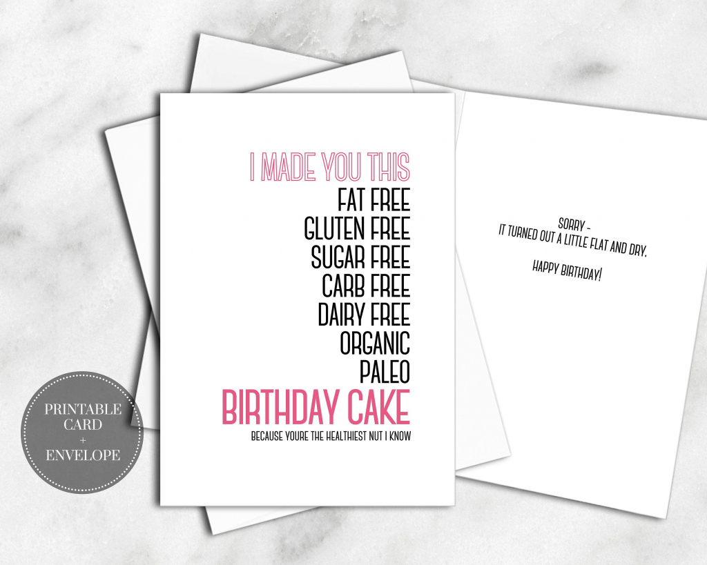 Printable Birthday Greeting Card Instant Download Envelope Healthy | Printable Birthday Cards For Sister