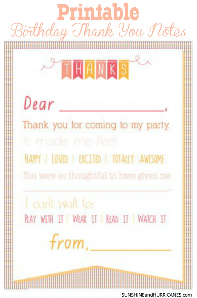 Printable Birthday Thank You Notes | Cute Printable Thank You Cards