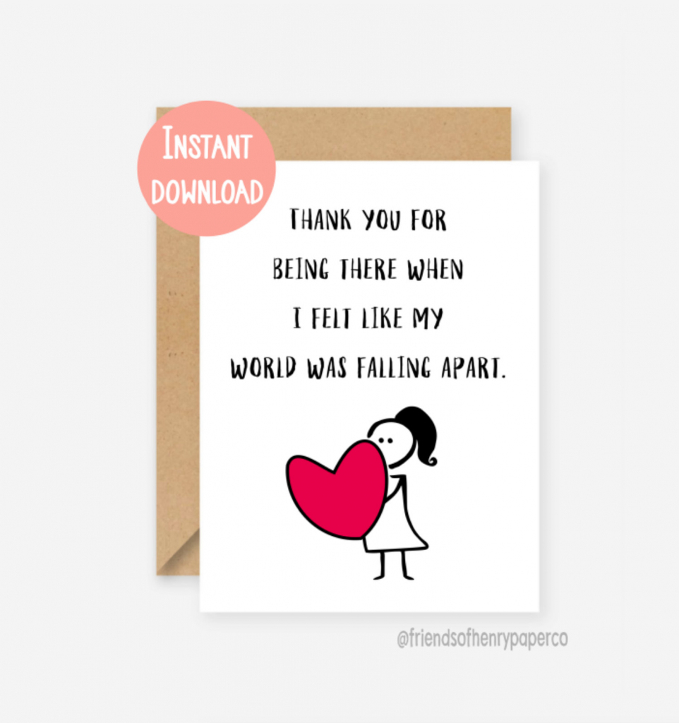 Printable Card Thank You Card Thank You Friend Card Thanks | Etsy | Printable Friendship Cards Friends