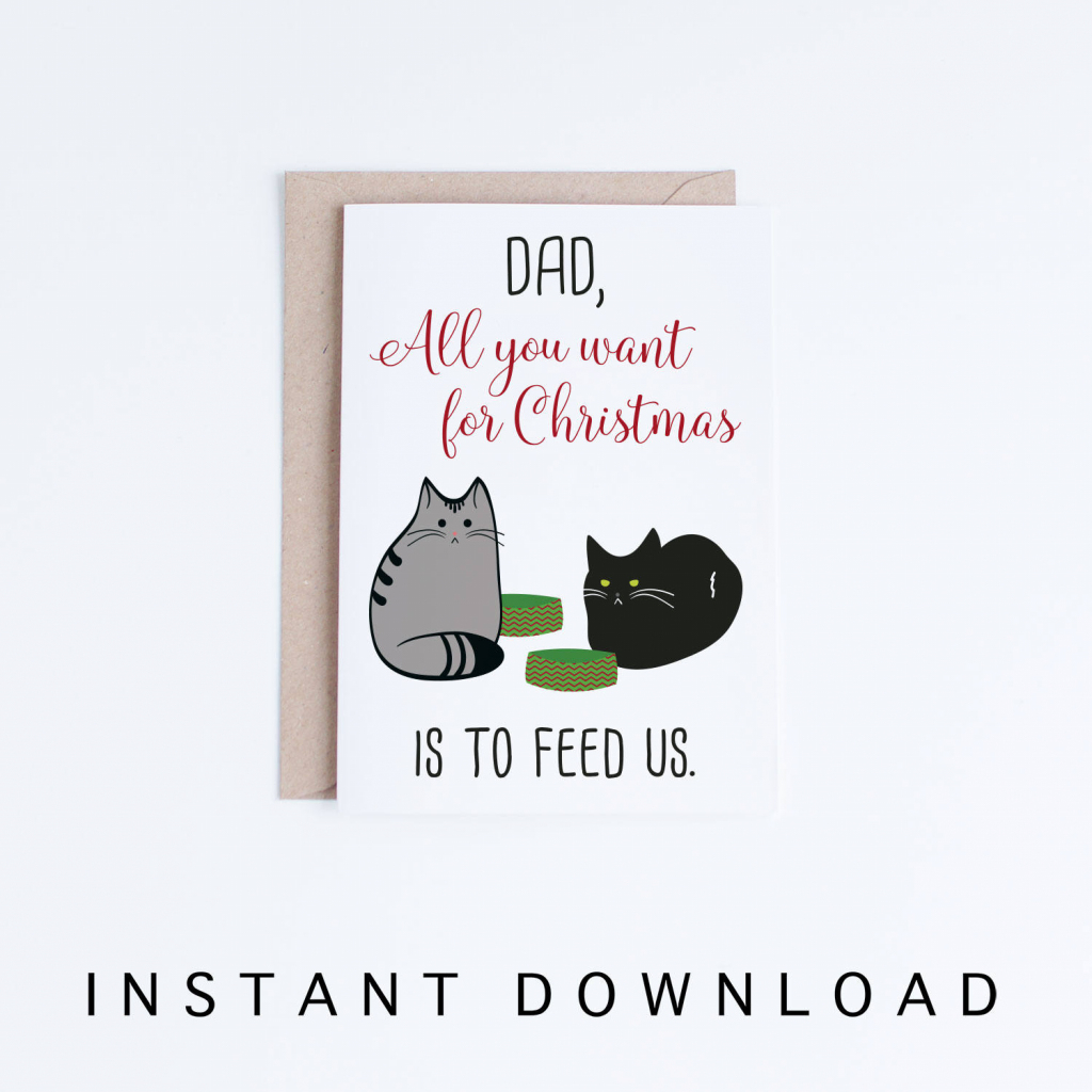 Printable Christmas Cards For Him For Husband Boyfriend Cat | Etsy | Christmas Cards For Him Printable