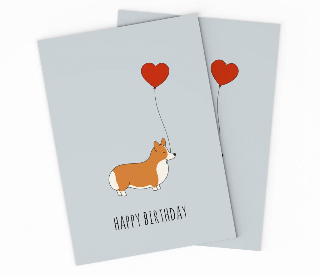 Printable Corgi Birthday Card Corgi Card For Your Love Or | Etsy | Printable Dog Birthday Cards