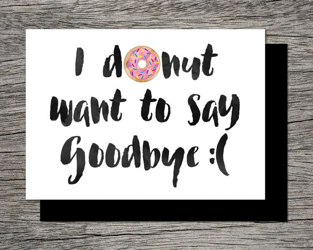 Printable Farewell Card /printable Goodbye Card - I Donut Want To | Free Printable Farewell Card For Coworker
