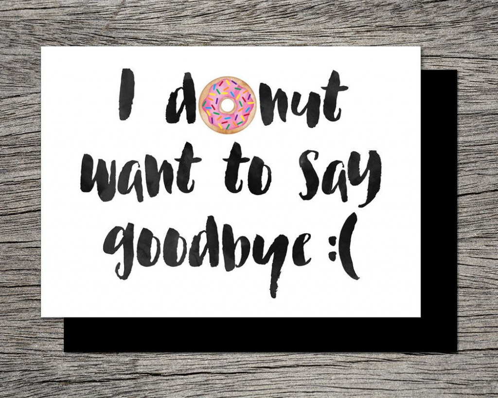 Printable Farewell Card /printable Goodbye Card - I Donut Want To | Printable Goodbye Cards For Students