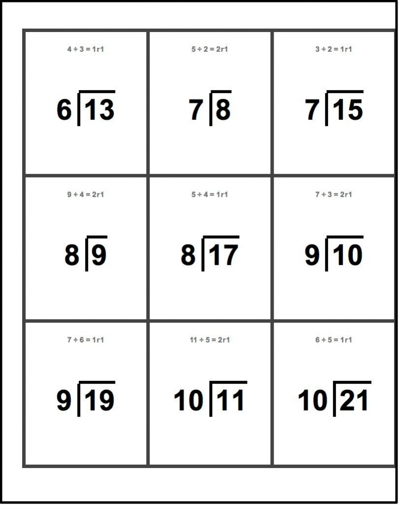 Printable Flash Cards! Division With Remainders | Abcd | Free | Printable Math Flash Cards