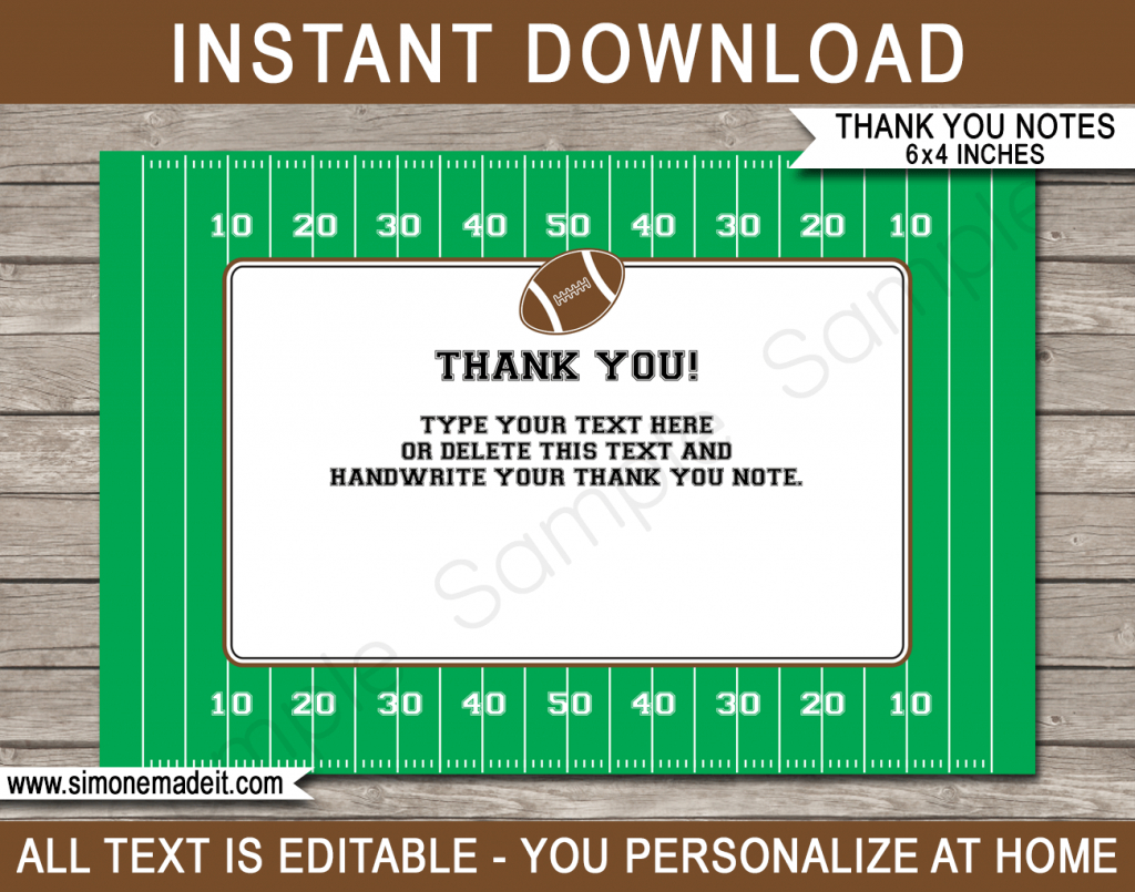 Printable Football Party Thank You Cards | Football Birthday Party Theme | Football Thank You Cards Printable