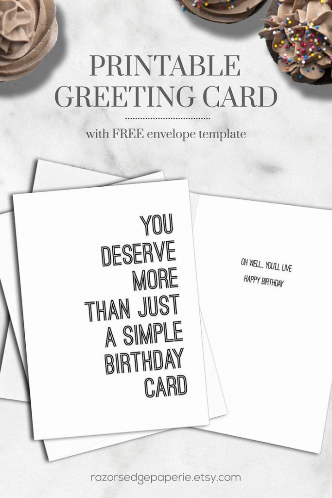 Printable Funny Birthday Card For Him Instant Download // Simple | Free Printable Birthday Cards For Him