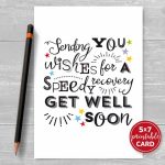 Printable Get Well Card Sending You Wishes For A Speedy | Etsy | Speedy Recovery Cards Printable