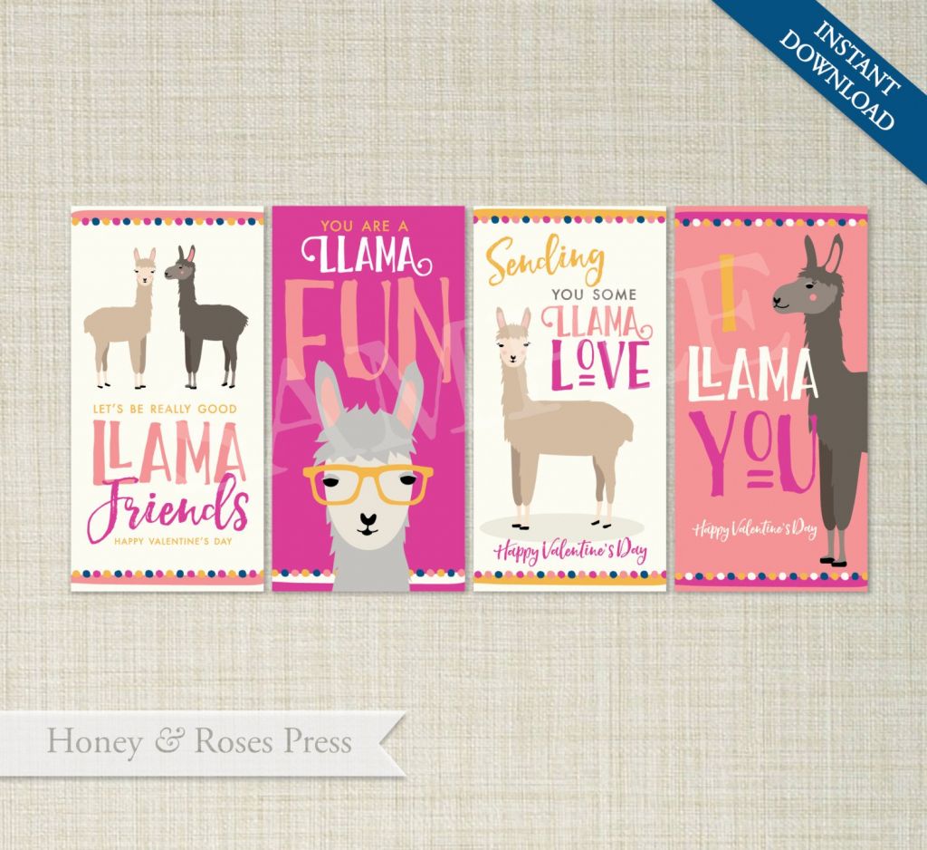Printable Llama Valentine&amp;#039;s Day Cards . Kids Valentines | Etsy | Etsy Printable Valentines Cards