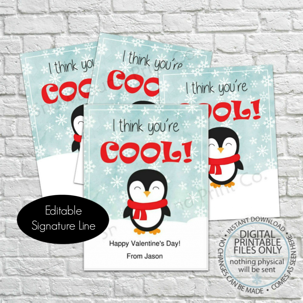 Printable Penguin Valentine&amp;#039;s Day Cards I Think | Etsy | Printable Penguin Valentine Cards